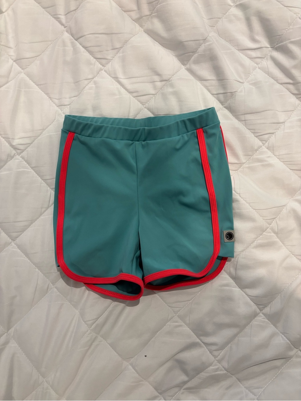 Kids Teal Athletic Shorts with Coral Trim